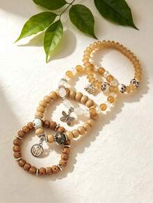 1 Set Women's Bohemian Beaded Bracelet Butterfly Anchor Elephant Alloy Pendant Multicolor Bracelets - Multicolor - View 5