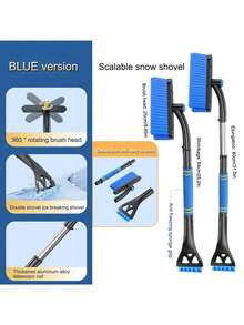 1pc Car Snow Shovel Multi-Function Ice Scraper Snow Brush Dual-Head Aluminum Alloy Extendable Snow Shovel - A - View 13