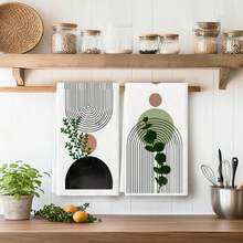 2pcs/Set, Bohemian Style Towel Set, Decorative Bathroom Towels, Quick-Drying Absorbent Kitchen Cleaning Cloths, Dishcloths, Suitable For Kitchen, Bathroom, Living Room Decoration, Christmas Gift For Family And Friends, Best Kitchen Towels. - White - View 1