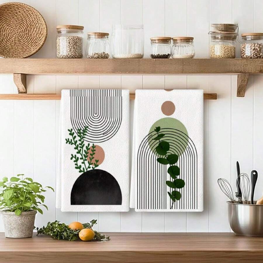 2pcs/Set, Bohemian Style Towel Set, Decorative Bathroom Towels, Quick-Drying Absorbent Kitchen Cleaning Cloths, Dishcloths, Suitable For Kitchen, Bathroom, Living Room Decoration, Christmas Gift For Family And Friends, Best Kitchen Towels. - White - View 1