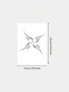1pc Temporary Tattoo Sticker, Minimal Line Art Four-Petal Flower Butterfly Pattern, Realistic Fake Tattoo Design, For Daily Wear, Bachelorette Party Favors, Music Festival, Game, Graduation Gift, Lasts 3‑5 Days - Black - View 2