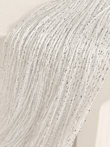 1pc Shiny Silver Thread Curtain, Fluffy Ball Shiny Silver Thread Door Curtain, Shiny Tassel Hanging Decor, Suitable For Home Decor, Adopting Linear Partition Design, Elegant Wedding Backdrop, Soft Draping, Room And Home Decor, Easy To Install | Autumn Decor, Room Decor - Multicolor-flat Silver Linear Curtain - View 10