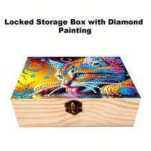1pc Handmade Painting Art Set, With A Storage Box Featuring Water Drinking Pattern, Equipped With Lock And Flip Lid. This Wooden Box Is Multi-Functional, Can Be Used As A Jewelry Box Or An Art Display Box. - Multicolor - View 7