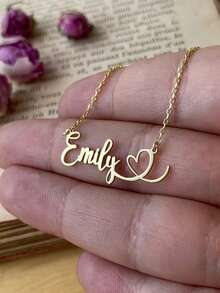 Customizable Cute Name Necklace, Personalized Stainless Steel Heart Pendant Necklace, Forever Love Necklace, Gift For Yourself - Multicolor - View 5