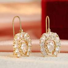 U-Shaped Water Drop Hanging Earrings For Women, Suitable For Daily Wear, Gift Giving, Wedding Accessory - Gold - View 7