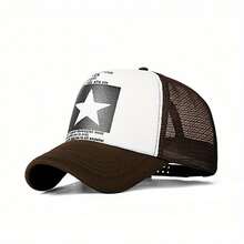 1pc Men's Five-Pointed Star Baseball Cap, Stylish Truck Driver Hat, Sun Protection Casual Mesh Cap, Suitable For Spring And Autumn Travel, Tourism, And Beach Vacations. - Multicolor - View 12