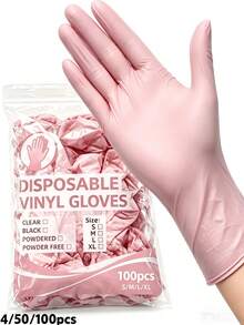 100pcs Disposable Nitrile Gloves, Pink, White, Black, Blue Optional, Latex-Free, Household Cleaning Gloves, Waterproof Gloves, Suitable For Home Kitchen, BBQ Cleaning, Hair Dyeing, Hair Styling, Manufacturing And Other Household Tools, Kitchen, Bathroom, Home, Home Supplies, Durable, Flexible, Comfortable. 4/50/100pcs - Purple - View 16