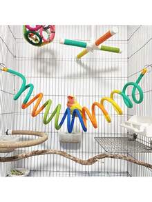 Spring Stretch Bird Swing, Bright Colors, Extra Long Spiral Parrot Swing Toy, Stretchable Up To 118.11 Inches, Can Be Hung Inside Or Outside Bird Cage, Easy To Install, Can Be Hung Vertically, Diagonally, Or Horizontally - View 10