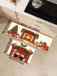 1/2pcs Christmas Floor Mat, Vintage Diatomaceous Earth Mat, Christmas Gift Pattern, Super Absorbent, Non-Slip, Perfect For Bathroom, Kitchen And Dining Room, Quick Dry, Ideal Home Decor And Bathroom Mat Gift - Multicolor - View 12