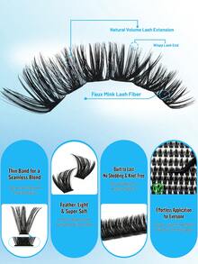 ADORANCE 100D Spiky False Eyelash Set, Cartoon Anime Style, 10-20mm Thick Spiky Individual Eyelashes, Includes Adhesive Glue And Tweezers, DIY Exaggerated Makeup - Black - View 3