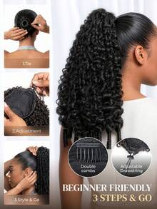 ARABELLA Burmese Curly Ponytail 100% Human Hair Drawstring Ponytail Extension Clip In Hair Curly Glueless Natural Black Onytails For Women Clip In On Ponytail Hair Extensions Beginner Friendly - SNatural - View 6