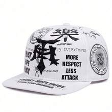 1 pieza Gorra de béisbol ajustable de estilo gótico para hombre, sombrero deportivo de hip hop para la calle - Blanco y Negro - Ver 3