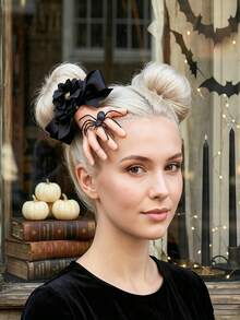 1pc Halloween Realistic Severed Hand Hair Clip Black Bow Spider Claw Clip Dark Style Holiday Hair Accessory - Multicolor - View 5