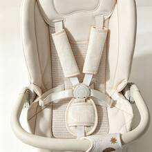 3Pcs Baby Stroller Shoulder Strap Pads, Children's Stroller & High Chair Safety Belt Protectors, Knitted Soft Breathable Baby Shoulder & Crotch Guards - As Shown - View 1