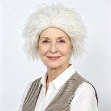 White Fluffy Crimped Synthetic Old Man Wig, Short Voluminous Messy Explosive Style Heat‑Resistant Wig For Halloween Costume Party Dress‑Up - White - View 2