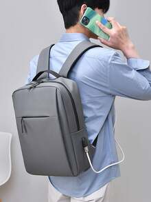 1件裝男士極簡商務筆電後背包，多隔層工作旅行背包，可容納15.6吋筆記本電腦，適合上班族 - 彩色 - 查看 9