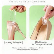 6pcs Transparent Soft Silicone Non-Slip Heel Pads, Suitable For High Heels; Thickened Half-Size Shoe Inserts, Used To Adjust Heel Fit For Shoes That Are One Size Too Large - Clear - View 6