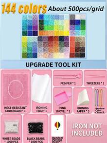 24/48/72/96/120-Color Fuse Beads DIY Craft Kit With Square Pegboards, Multi-Layer Storage Box, Ironing Paper, Keychains, Decorative Accessories And Hanging Cords, DIY Bead Art Set For Holidays, Celebrations, Birthdays And Valentine's Day Gifts - DIY Perler Bead Kit - View 17