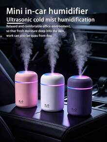300ml Mini Colorful Car Aromatherapy Humidifier Set, USB Powered Dual Mode, 7-Color LED Light, Quiet Mist, Comes With 5 Essential Oils, Suitable For Car, Bedroom, Living Room, Office Desk, Requires Plug-In, Air Freshening And Hydrating Gift - A - View 3
