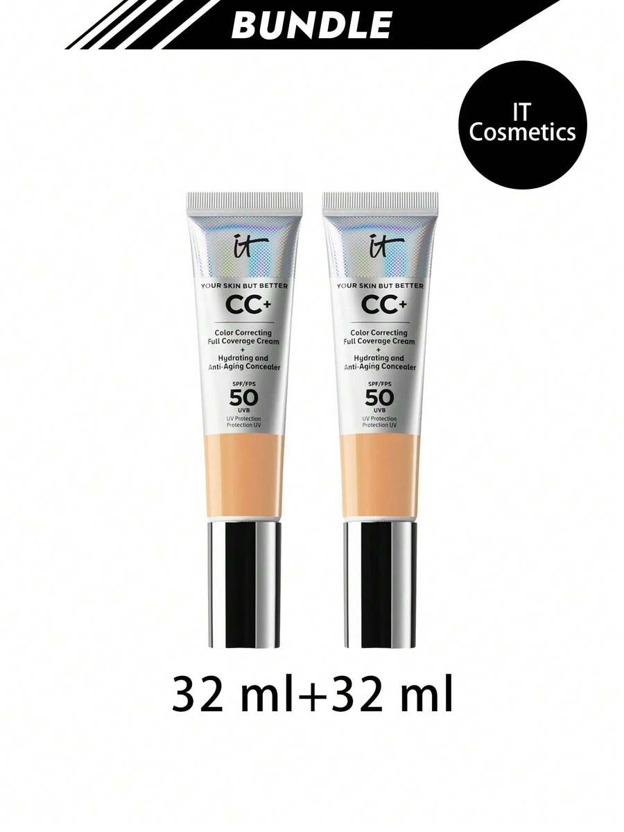IT Cosmetics [حزمة] كريم CC+ أساس تغطية كاملة SPF50 لون برونزي محايد 32 مل * 2 - محايد و - مشاهدة 1