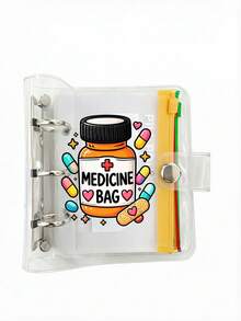 صندوق تخزين الأدوية مطبوع عليه كلمات "Medicine Bag" وزجاجة الأدوية، صندوق تخزين الأدوية لمدة 7 أيام، حقيبة تخزين الأدوية مع 7 حجرات ملونة - متعدد الألوان - مشاهدة 15