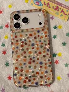 New Glitter Floral Phone Case Compatible With Iphone 18 Pro Max, 17, 16 Pro, 15, 14, Dopamine Style, Premium Niche Design, Full Coverage Anti-Drop Shell For Women - Multicolor - View 1
