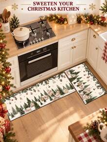 1/2pcs Christmas Diatomaceous Earth Mat, Vintage Cedar Pattern, Super Absorbent, Non-Slip, Perfect For Bathroom, Kitchen And Dining Room, Quick Drying, Ideal Home Decor And Bathroom Mat Gift - Multicolor - View 3