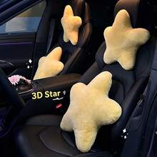 1pc Soft Car Headrest Lumbar Support Pillow Leopard Print Star Plush Heart Cushion Niche Premium Billiard Throw Pillow Sofa Cushion - A - View 3