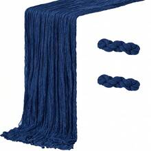 16 Pack Navy Blue Cheesecloth Table Runners, Gauze Table Runner, Rustic Boho Sheer Cheese Cloth Fabric Runner, Long Wrinkled Table Decor Bulk For Wedding, Party, Bridal Shower, Baby Shower, Birthday, Reception, Thanksgiving, Christmas, Garden Party - Navy Blue - View 27
