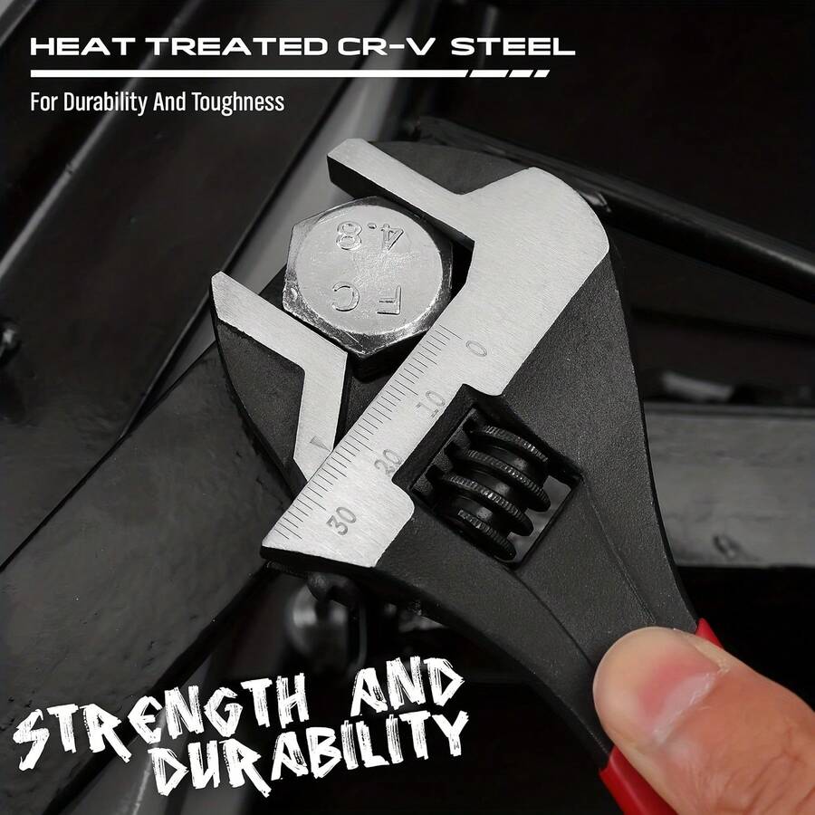 SEDY 3 Pieces Adjustable Wrench Set, Includes: 6", 8", 10" Pipe Wrenches, Wide Mouth Black Oxide Treated Wrenches, With Cushioned Handles, Laser Etched, Metric And Imperial Scales, CR-V Steel Material, Suitable For Professional Use - A - View 1