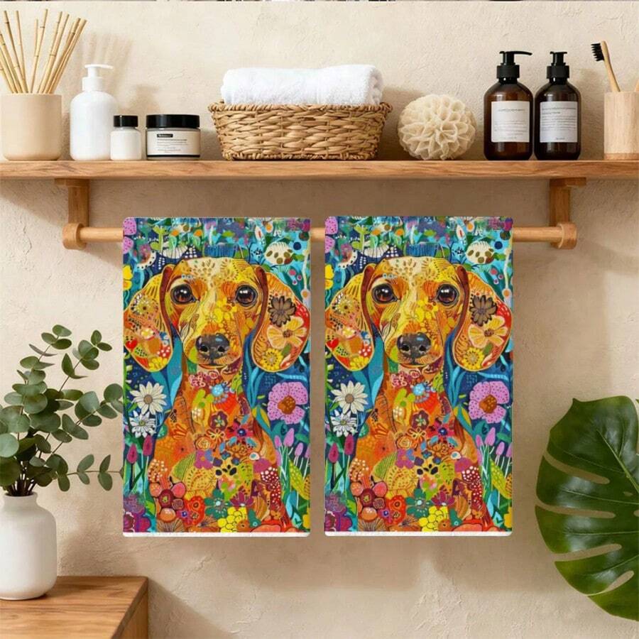 2pcs/Set, Colorful Bohemian Style Towel Set, Kitchen Towels, Soft Quick-Drying Cleaning Cloth, Christmas Gift For Family And Friends, Best Kitchen Towels. - Yellow - View 1