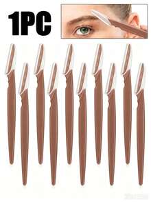 30/24/12/6/3/1pcs Brown Set With Transparent Storage Container, Precise Facial Razor With Protective Cap, Gentle Reusable Eyebrow Trimmer, Suitable For Eyebrow Shaping And Removing Facial Fine Hair - Coffee Glitter - View 7