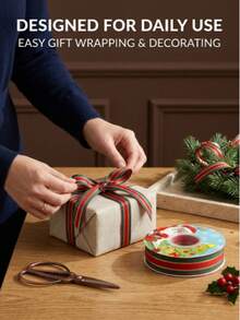25 Yards Christmas Plaid Stripe Ribbon, 5/8 Inch(15mm) 100% Polyester Fabric, Festive Wrapping Ribbon For Gift Package, Christmas Tree Wreath, DIY Crafts & Hair Bows - Multicolor - View 2