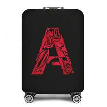Vibrant Artistic Letter Print Elastic Luggage Cover, Dustproof & Scratch-Resistant Suitcase Protective Sleeve, Fits 18-32 Inch Travel Rolling Luggage - Black - View 69