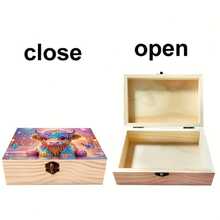 1pc Painting Art Set, Handmade Cute Cow Pattern, With Lockable Flip Lid Wooden Box, Multi-Functional Small Item Storage Box, Jewelry Box, Painting Decoration, Desk Organizer, Vanity Decor, Small Accessory Storage Box - Multicolor - View 9