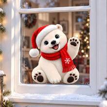 Christmas Animal Window Clings, Cute Penguin Bunny Puppy Window Sticker, Holiday Glass Window Decoration, Christmas Home Decor - Cute Animals - View 2