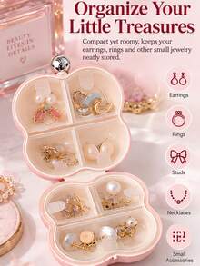 1pc Jewelry Storage Box Travel Portable Jewelry Organizer Dust-Proof Compartment Jewelry Box - Multicolor - View 2