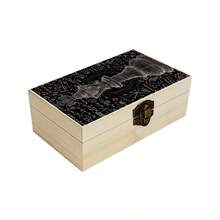 1pc Wooden Storage Box With Chess King And Mathematical Formula Illustration, Gift Storage Box, Small Keepsake Box For Desktop Organization, Office Supplies Storage, Study Room Decor, Modern Home Decor - Multicolor - View 1