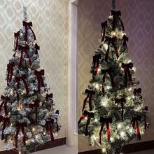 1/5/10pcs Christmas Tree Bows - Holiday Ribbon Gift Bows, Suitable For Holiday Wreaths, Decorations And Rustic Crafts, No Feathers, Glossy Surface, Perfect For Gift Wrapping And DIY Projects, Christmas Tree Decoration Velvet Ribbon, Christmas Tree Bows - Multicolor - View 11