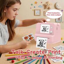 PRINHSJI Printer Stiker Suara AI, Printer Mini Termal Tanpa Tinta Portabel dengan Generasi Suara AI & Layar HD, Untuk Gambar, Foto, Catatan, Jurnal, Penggunaan di Rumah/Sekolah/Kantor/Perjalanan, Wujudkan Ide Anda Kapan Saja, Di Mana Saja - MultiWarna - View 5