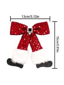 Christmas Boot Bow Sequin Hair Clip, Simple Versatile Bow Knot Pom Pom Kids Hair Clip - Multicolor - View 5