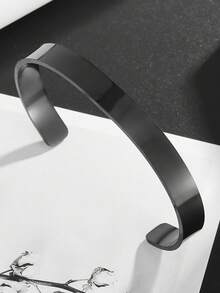 1PC Smooth Wide Face Open Bracelet - Simple And Stylish Design Style - Perfect For Casual And Special Occasions, Perfect Gift For Christmas - Fashion - View 8