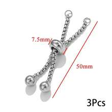 3件組不鏽鋼可調節滑動鏈條附2個環，珠寶手鍊延長鏈DIY配件 - 彩色 - 查看 6