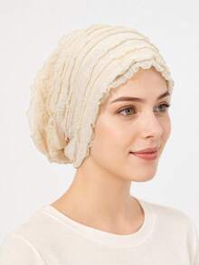 Mũ turban lưới bèo nhún cho nữ, khăn quấn đầu bèo nhún nhiều lớp co giãn mềm mại, nhẹ thoáng khí, dùng đeo hàng ngày - màu sắc - Xem 11