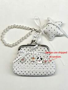 Dedoo Handmade Lace Coin Purse, Vintage Polka Dot Music Note Bluetooth Earphone Bag, Lipstick Storage Pouch, Keychain Pendant - Multicolor - View 12