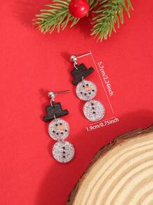 Christmas Glitter Snowman Acrylic Earrings, Cute Holiday Atmosphere Long Pendant Earrings - Multicolor - View 4