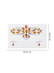 5/3/2/1pcs Y2K Gold Orange Iridescent Crystal Face Rhinestone Stickers, Self-Adhesive AB Color Crystal Face Decals, Suitable For Halloween, EDM Party, Music Festival Makeup Decoration - Multicolor - View 9