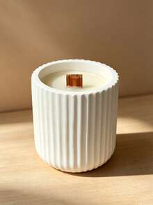 Minimalist Vertical Striped Silicone Mold, Reusable Handmade Casting Tool, Suitable For Making Flower Pot, Vase, Cosmetic Brush Storage Jar And Scented Candle Cup, Perfect For Epoxy Resin, Plaster, Cement Craft, Modern Home Table Decor Accessories - White - View 4