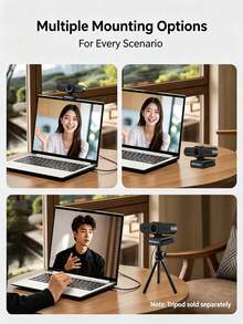 Lenovo 1080P HD Computer Webcam With Microphone, Plug And Play, Driver-Free, For Live Streaming, Video Conferencing, Online Classes, And Video Calls WL22A - View 7