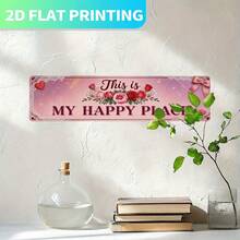 2D Flat Single Piece, Vintage Metal Sign Decor "This Is My Happy Place", Pink Rose Design, Retro Style Wall Art, Suitable For Home, Bedroom, Patio, Garage - Perfect Housewarming Gift (Random Style) - A - View 6